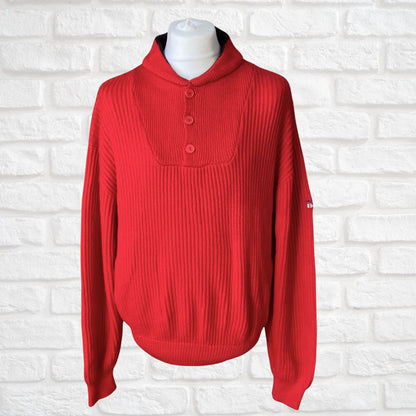 Vintage red ribbed chunky knit sailing jumper.  Approx UK size men’s XXL