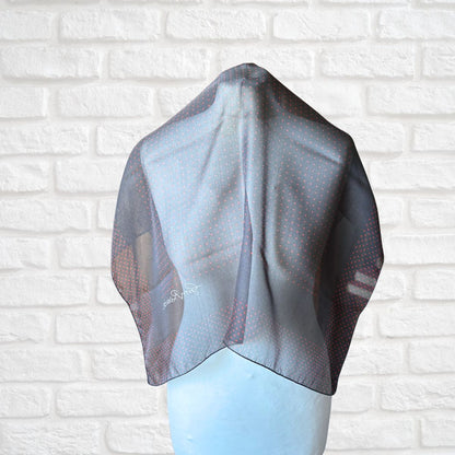 Black Semi Sheer Vintage Gim Renoir scarf with Red Polka Dots. Great Gift Idea
