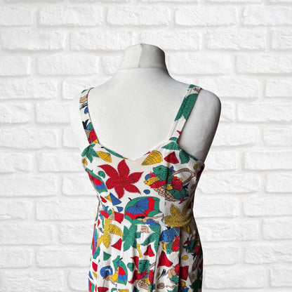 50s Pin-Up Style Seaside Print Vintage Sundress .Approx UK size 14-16