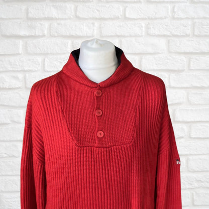 Vintage red ribbed chunky knit sailing jumper.  Approx UK size men’s XXL