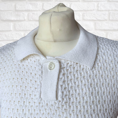 80s Vintage White and Blue Striped Summer Top. Approx UK size 8-10