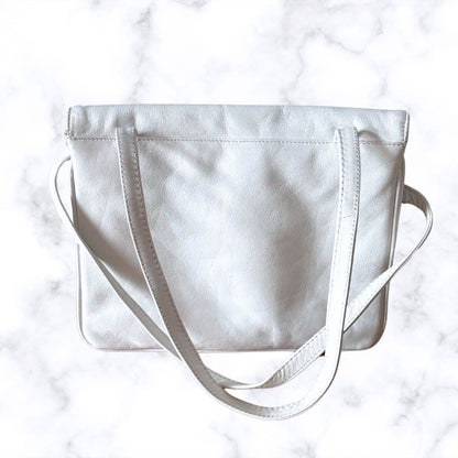 White Leather 80s Vintage Shoulder Bag by Sybilla.  Super Stylish