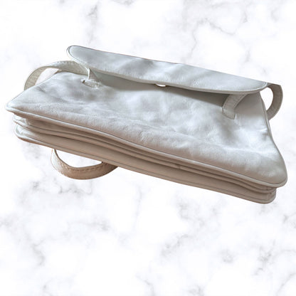 White Leather 80s Vintage Shoulder Bag by Sybilla.  Super Stylish