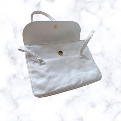 White Leather 80s Vintage Shoulder Bag by Sybilla.  Super Stylish