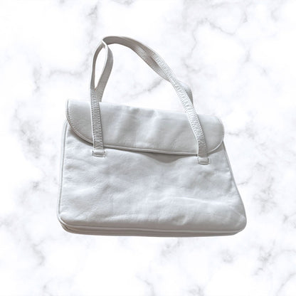 White Leather 80s Vintage Shoulder Bag by Sybilla.  Super Stylish
