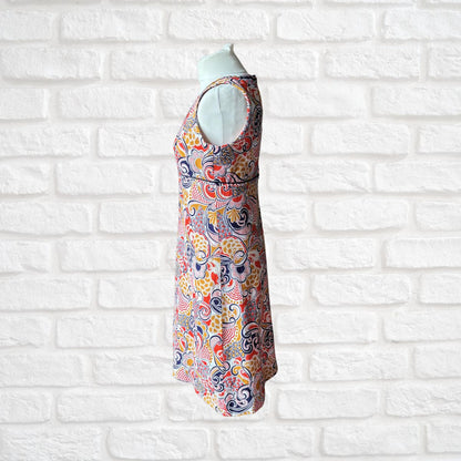60s Psychedelic Print Summer Cotton Scooter Dress. Approx UK size 10