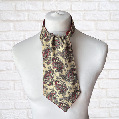 60s Mod Style Red and Yellow, Black and Red Paisley Print Vintage Tootal Cravat