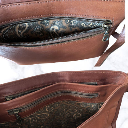 Large Brown Leather Vintage Shoulder/Crossbody Bag with Adjustable Strap