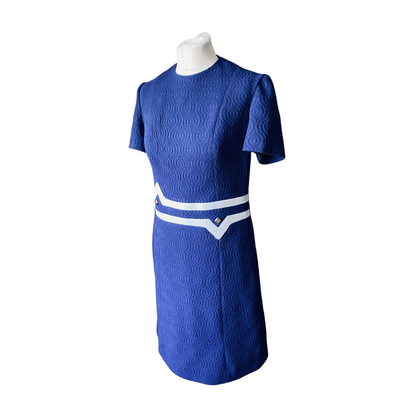 60s blue and white scooter style mini dress . Approx U.K. size  12-14