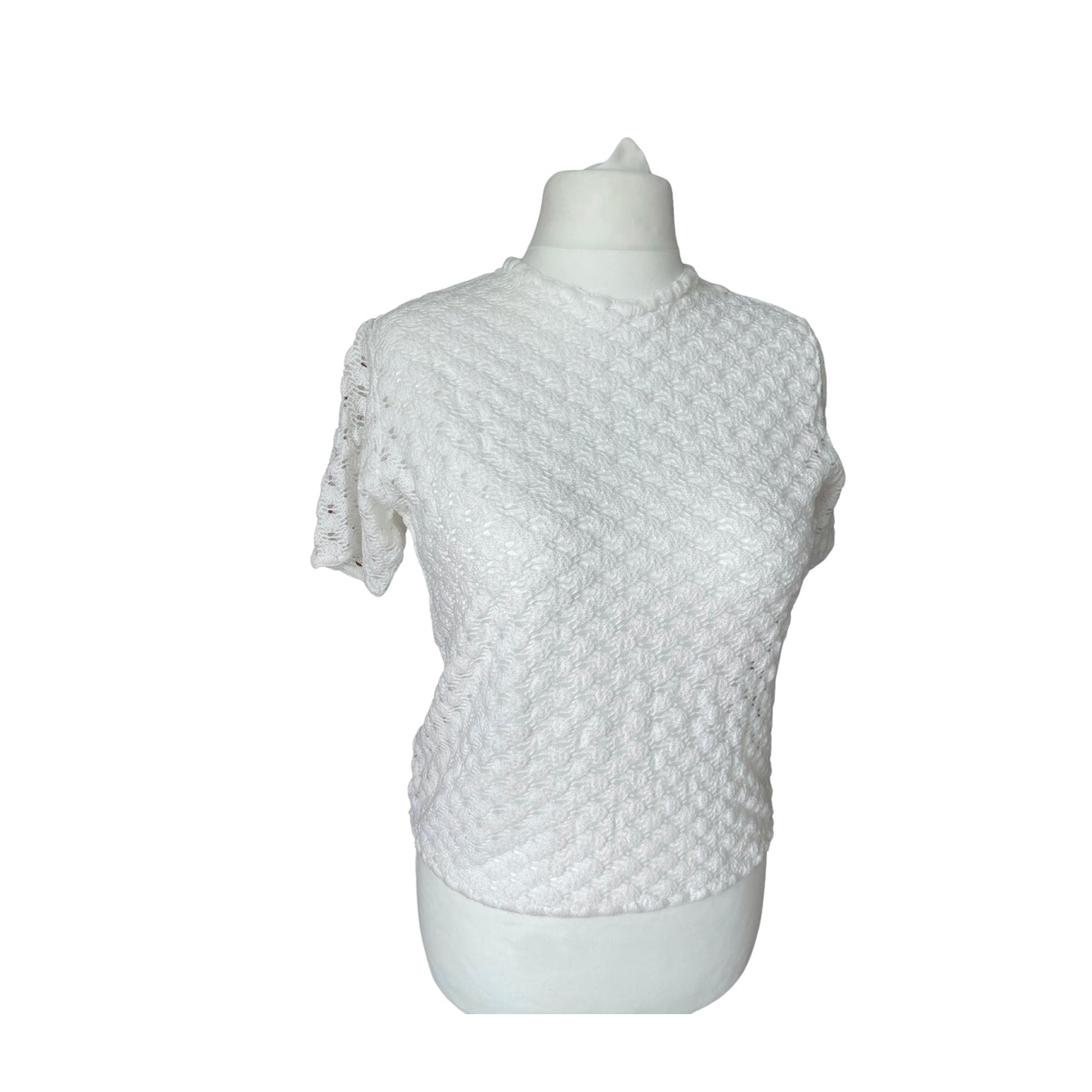 White crochet knit 60s top 