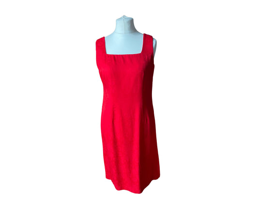 Red square neck sleeveless 90s dress