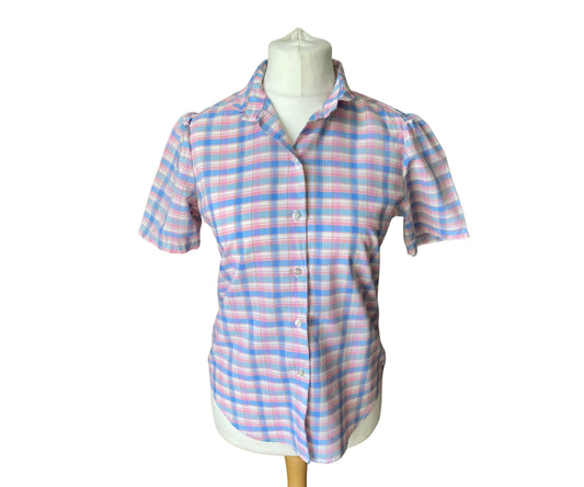 Pink, blue and white shirt sleeved checked vintage shirt 