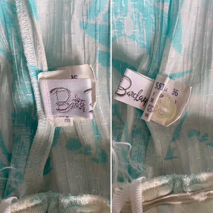 80s white and turquoise floral print Betty Barclay midi dress. Approx  U.K. size  12-14