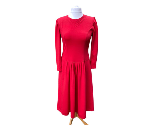 Red jersey 80s midi dress 