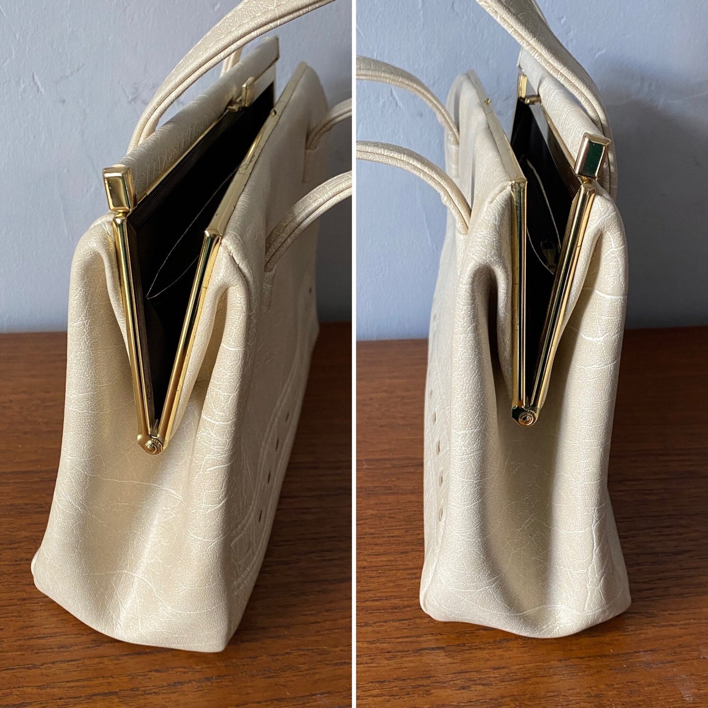 60s cream top handled Kelly handbag by Elbief, England. Great gift idea